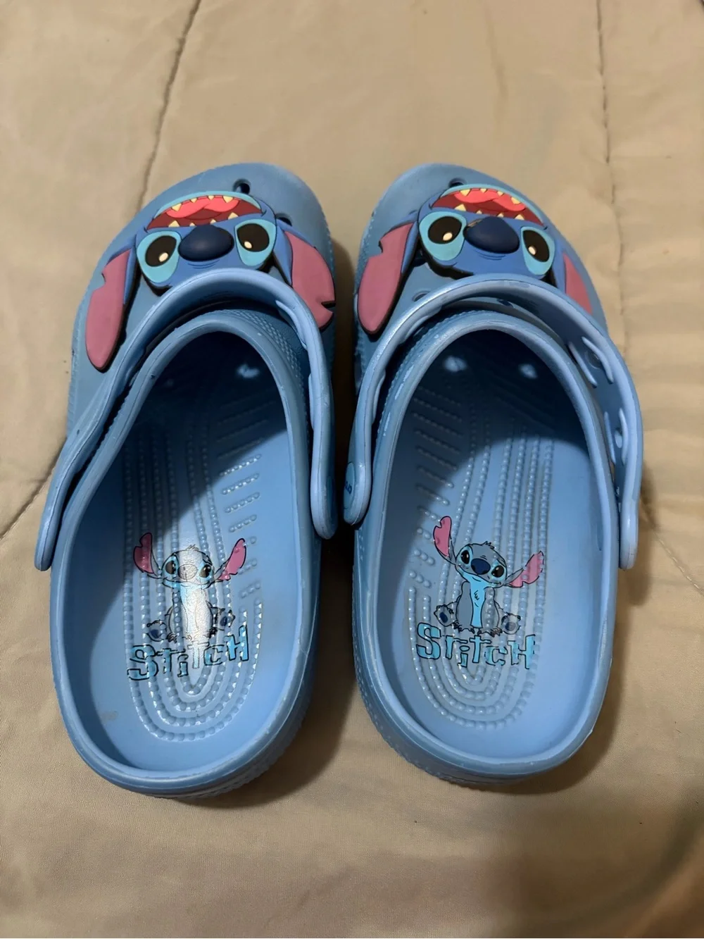 CROCS Kids Light Blue Stitch Clogs with Pink Ear Accents